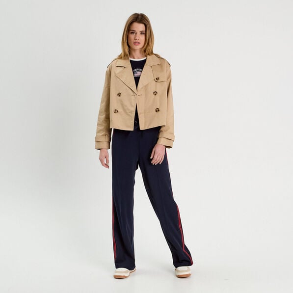 trench court boutonne sable femme Trench court boutonné sable femme