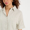 Chemise manches courtes contenant du lin vert femme