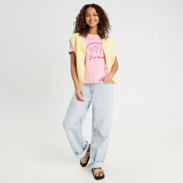 t shirt manches courtes rose poudree femme T-shirt manches courtes rose poudrée femme