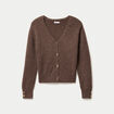 Gilet court avec boutons coeur bordeaux femme