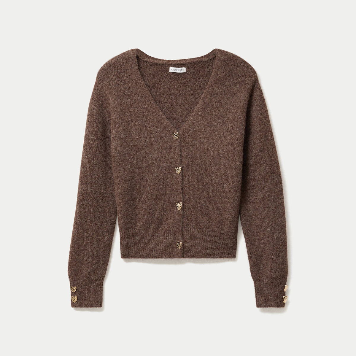 Gilet court avec boutons coeur bordeaux femme