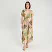 Robe longue évasée beige femme