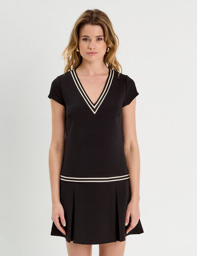 Robe évasée avec bandes noir femme