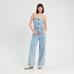 Combinaison pantalon en jean denim bleach femme