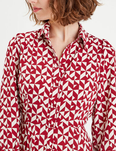Robe chemise patineuse rouge femme