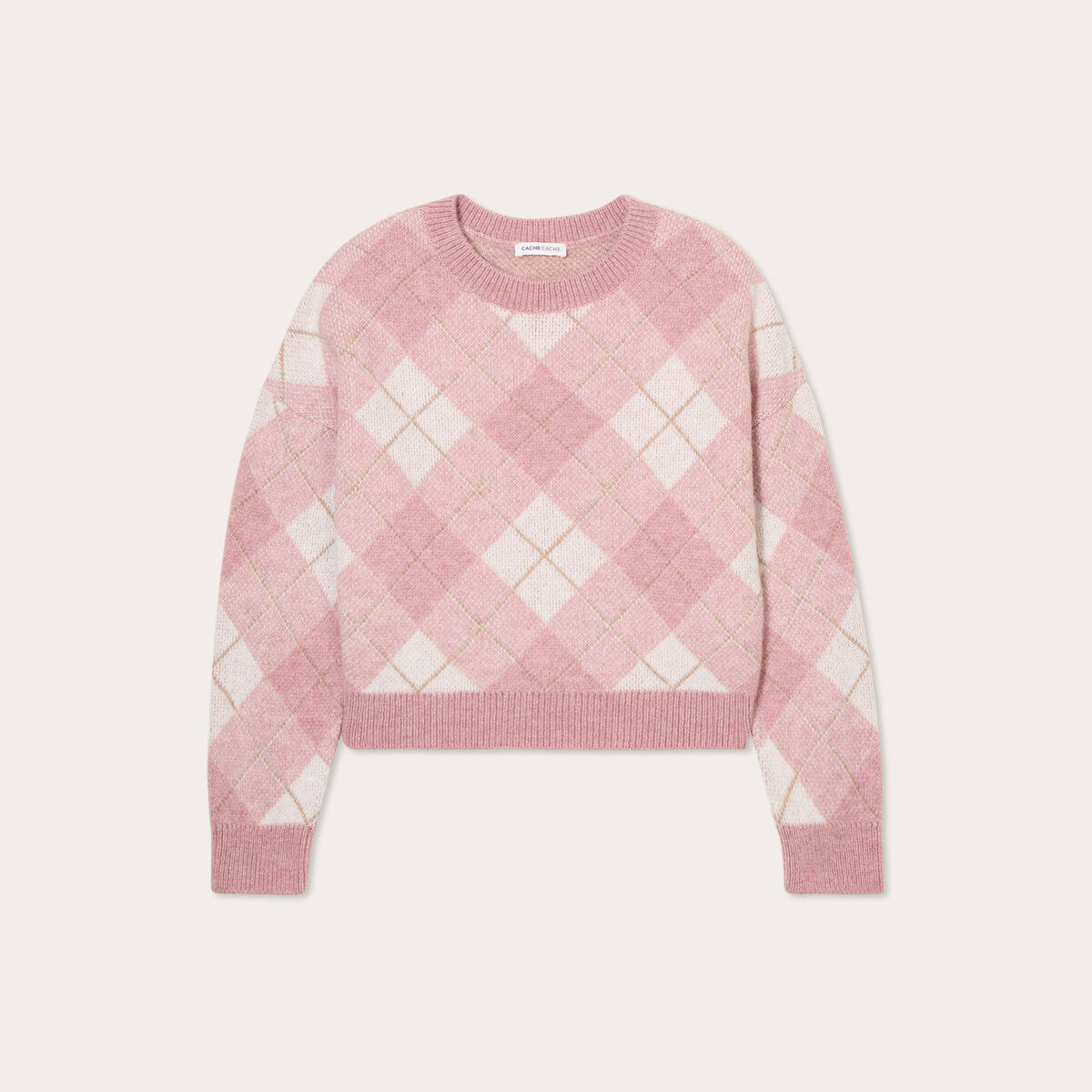 Pull manches longues rose poudrée femme