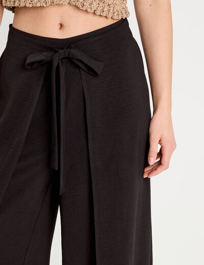 Pantalon large fluide pans noir femme