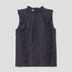 Blouse brodée avec volants noir femme