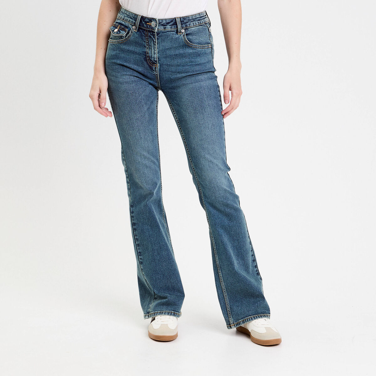 Jean flare taille basse denim dirty femme