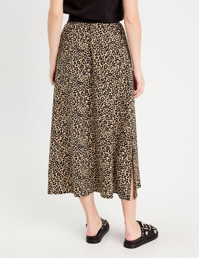 Jupe longue évasée beige femme