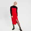 Robe longue ajustée fronces rouge femme