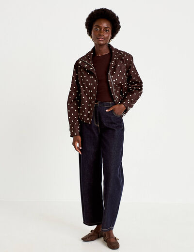 Veste oversize manches longues marron chocolat femme