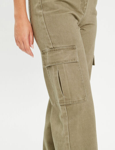 Pantalon cargo large vert kaki femme
