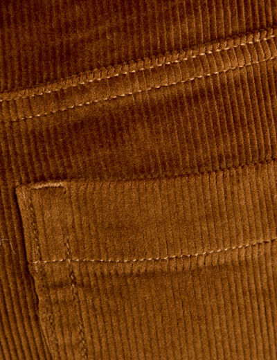 Pantalon bootcut taille haute velours marron femme