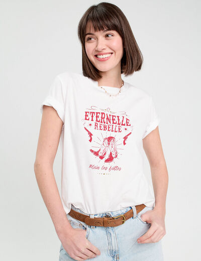 T-shirt manches courtes blanc femme