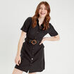 Robe trapèze ceinturée noir femme