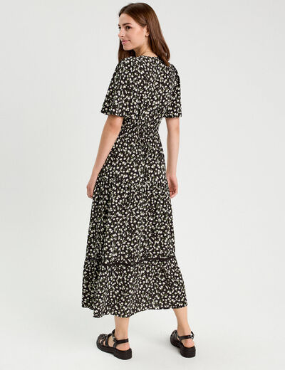 Robe longue évasée multicolore femme