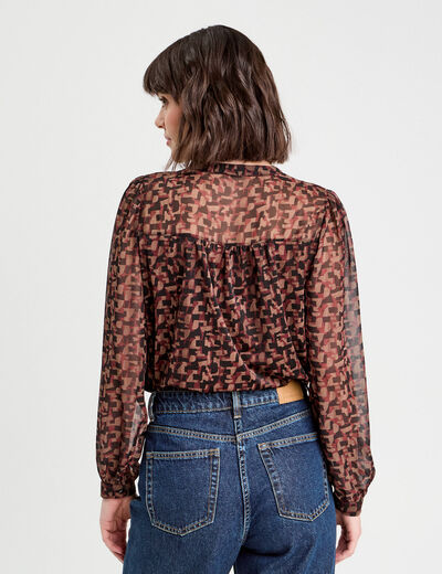 Blouse manches longues marron femme