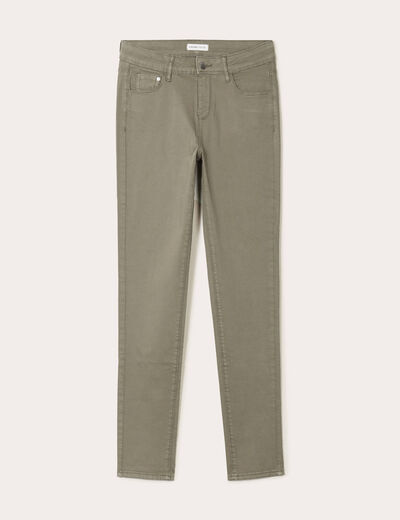 Jeans slim 5 poches vert kaki femme