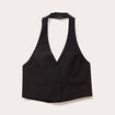 Veston cropped dos nu noir femme