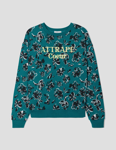 Sweat manches longues vert foncé femme