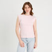 T-shirt col rond sans manches rose clair femme