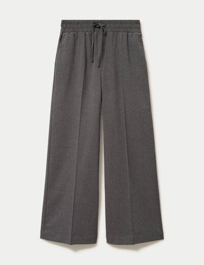 Pantalon large taille standard gris femme
