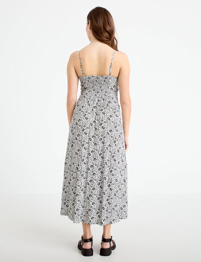 Robe longue d&eacute;collet&eacute; &agrave; fines bretelles blanc femme