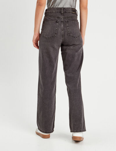 Jeans wide leg taille haute denim noir femme