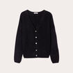 Gilet boutonn&eacute; avec col en V noir femme