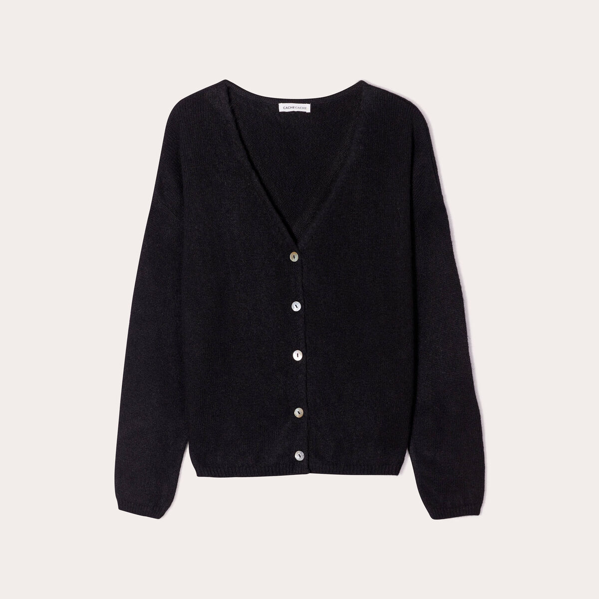 Gilet boutonn&eacute; avec col en V noir femme