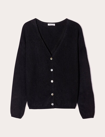 Gilet boutonn&eacute; avec col en V noir femme