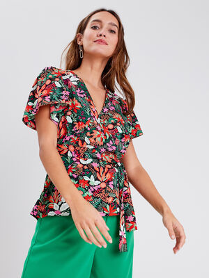 blouse manches courtes noir femme