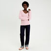 Pull col v manches longues rose pastel femme
