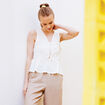 Blouse nouée ecru femme