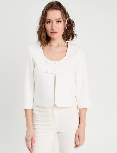 Veste courte détails noeuds blanc femme
