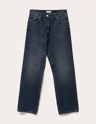 Jeans droit 5 poches denim blue black femme