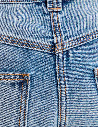 Jean barrel long en coton denim double stone femme