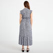 Robe longue &eacute;vas&eacute;e col v manches courtes bleu femme