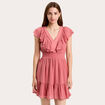 Robe évasée plumetis vieux rose femme