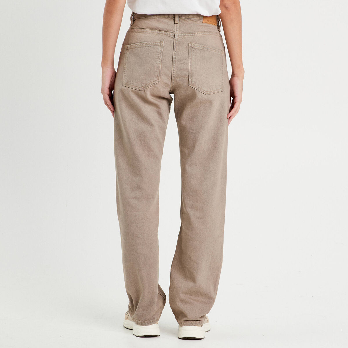 Jeans droit 5 poches marron cognac femme