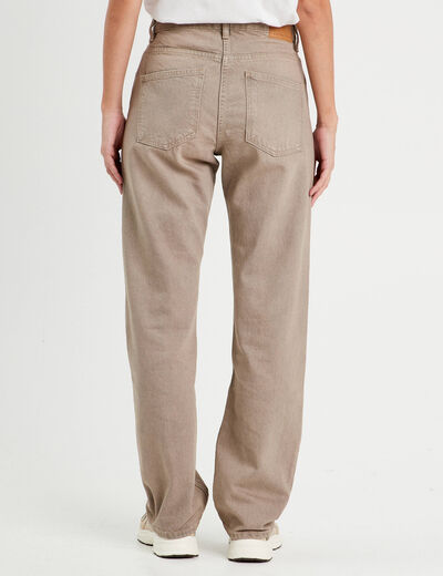 Jeans droit 5 poches marron cognac femme