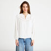 Blouse ajour&eacute;e col v manches longues ecru femme