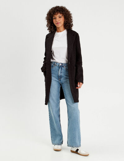 Manteau ample bouclette noir femme