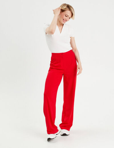 Pantalon large rouge femme