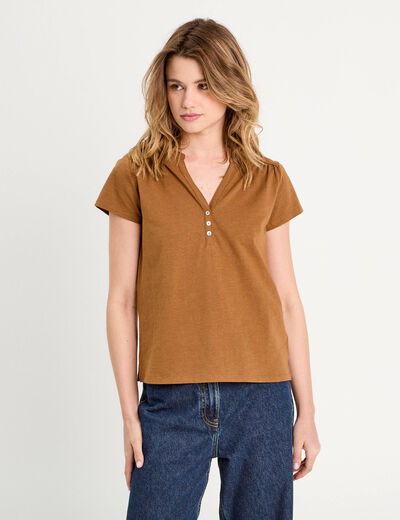 T-shirt manches courtes marron femme
