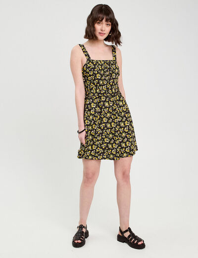 Robe évasée bretelles fines noir femme