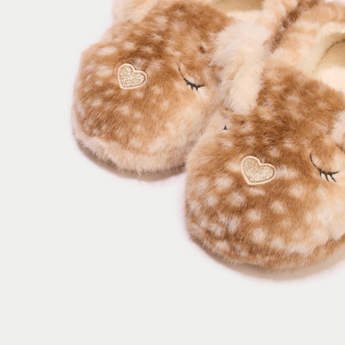 Chaussons en fausse fourrure sable femme