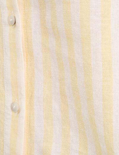 Chemise manches longues contenant du lin jaune clair femme