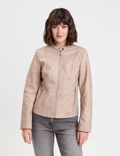 Veste droite zipp&eacute;e sable femme